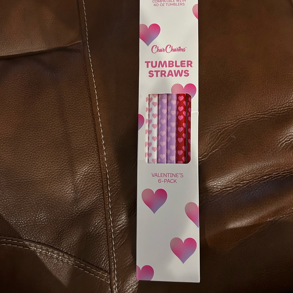 Pink and White Tumbler Straws - 6-Pack